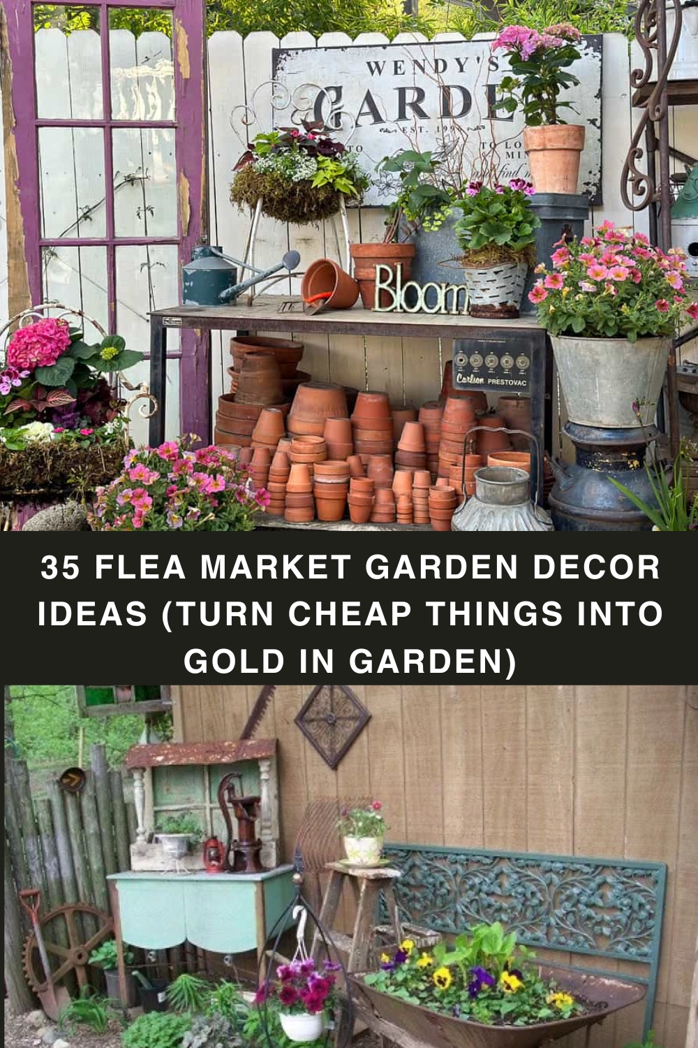 35 Flea Market Garden Decor Ideas (Turn Cheap Things into Gold in Garden) pin