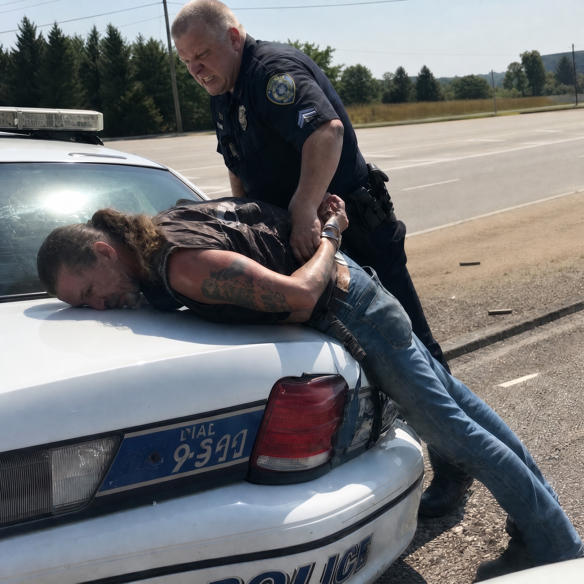 biker slammed on car