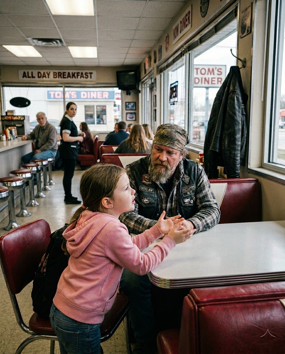 biker with 6 years old girl