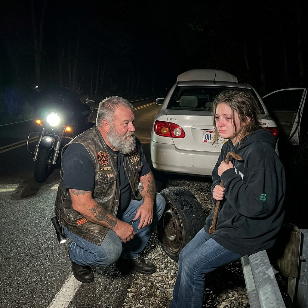 Biker Stopped To Help Girl With A Flat Tire But Caught Something In Car’s Trunk Which Terrified Him