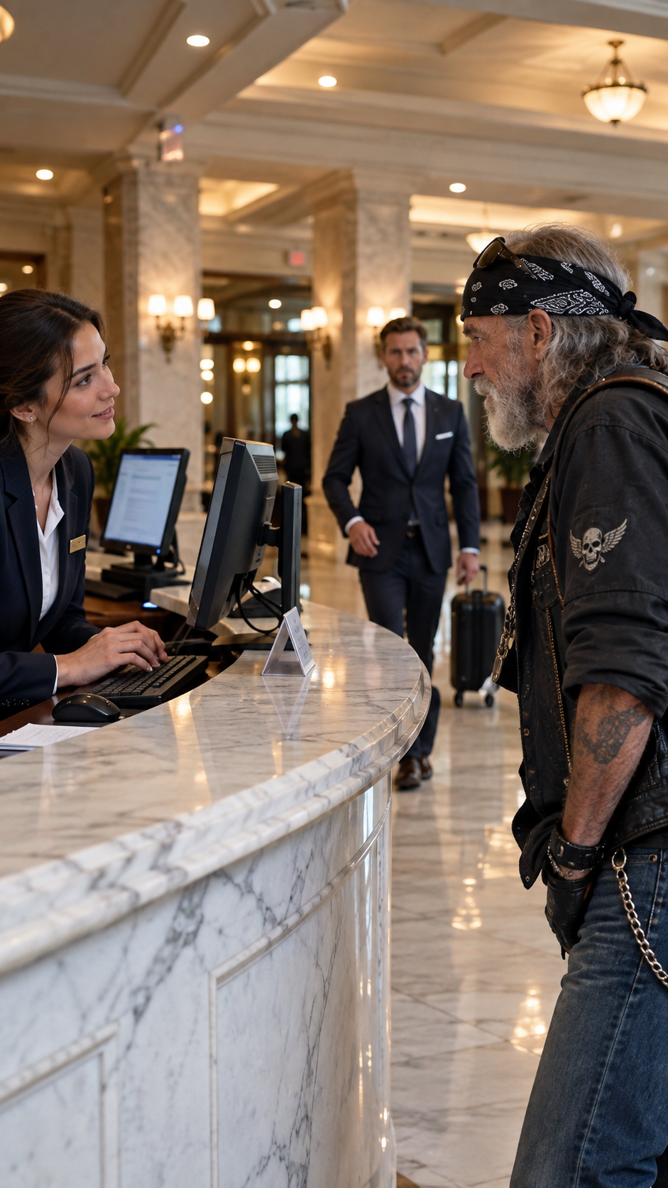 Hotel manager insults and bully outlaw biker, never knowing he was the man who owns the hotel