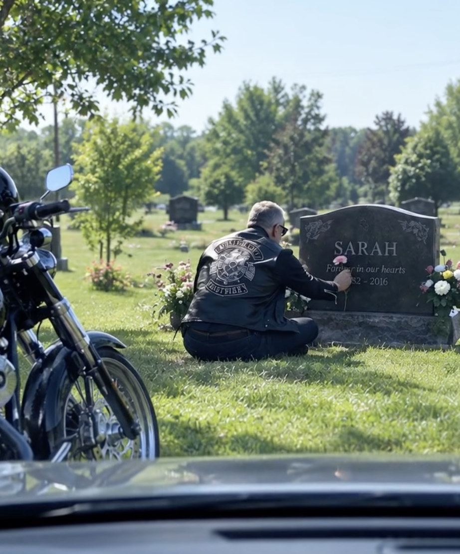 A BIKER VISITED MY WIFE’S GRAVE EVERY SATURDAY… THEN I ASKED WHO HE WAS