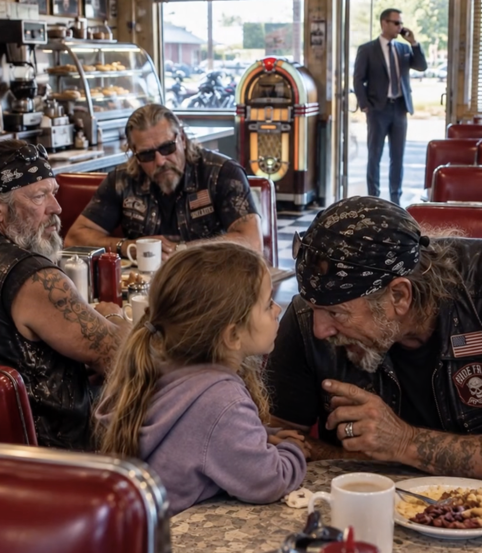 Little Girl Slipped Into a Roadside Diner and Sat Beside a Biker