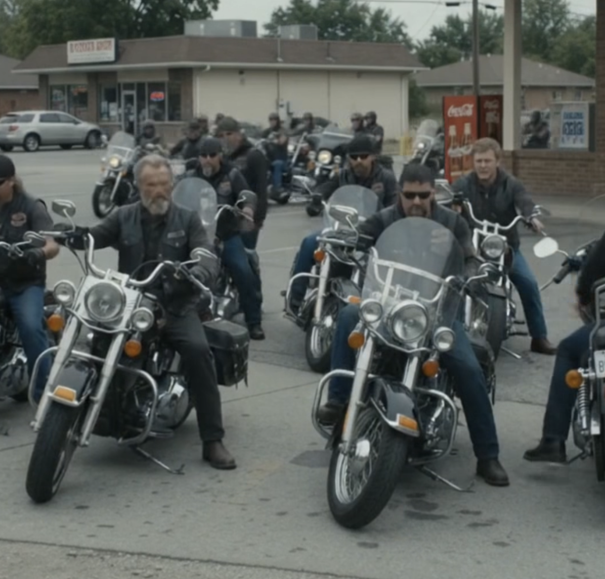 Outlaw biker teaches lesson to young bully, who thinks they are the boss of the town