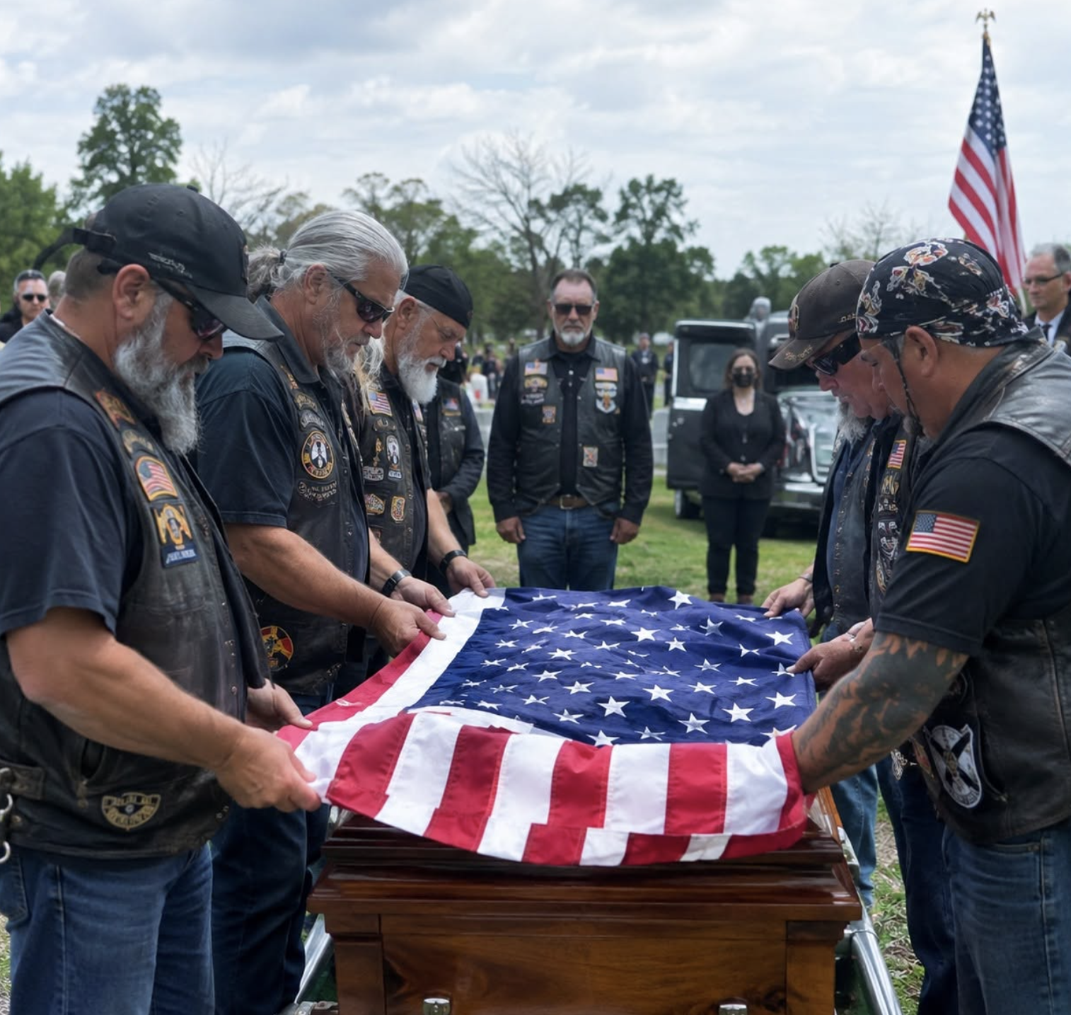 No honor guard came to my vietnam vet dad's funeral so 8 old bikers folded his flag