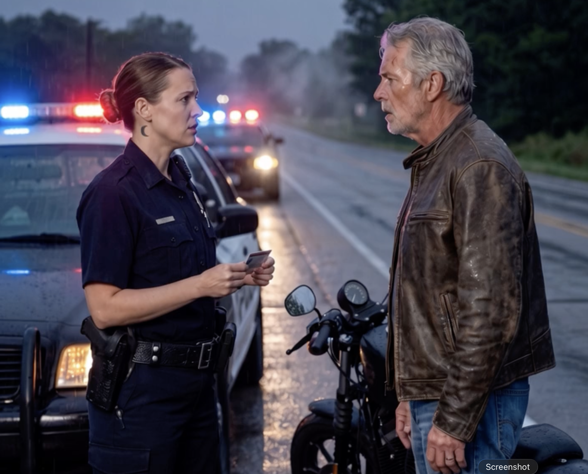 Moral Stories Stories Biker A Young Police Officer Thought She Was Checking a Routine License on a Rainy Night